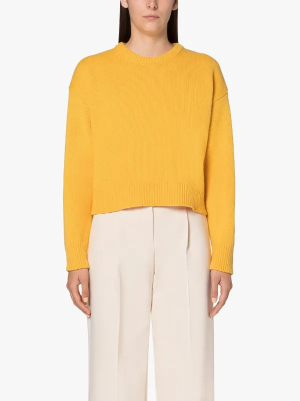 KAYLEIGH Yellow Wool Crewneck Sweater