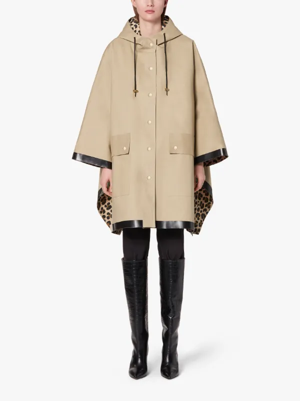 KEITH Beige x Leopard Bonded Cotton Hooded Poncho | LR-088