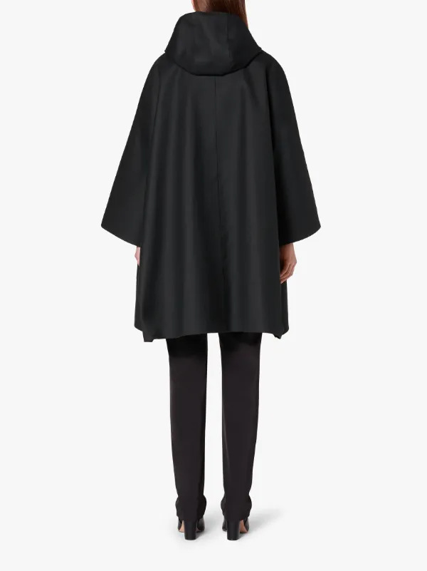 KEITH Black Bonded Wool Hooded Poncho | LR-088