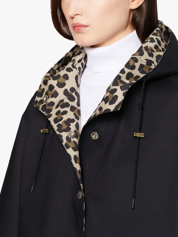 KEITH Black x Leopard Bonded Cotton Hooded Poncho | LR-088