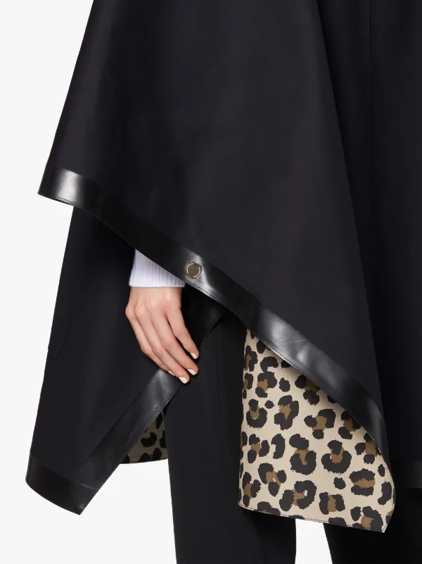 KEITH Black x Leopard Bonded Cotton Hooded Poncho | LR-088