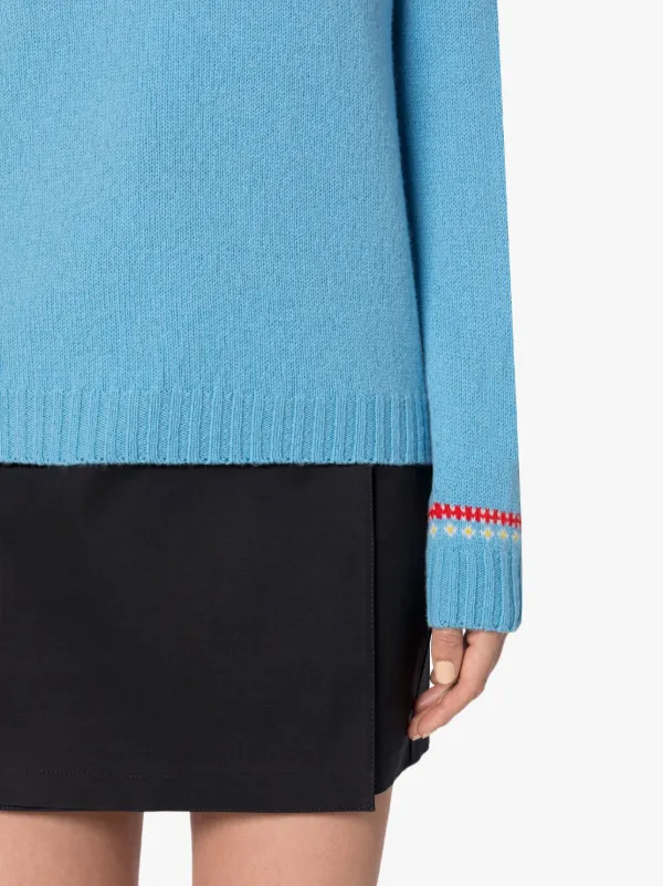 KELSI Blue Wool Fair Isle Crewnek Sweater