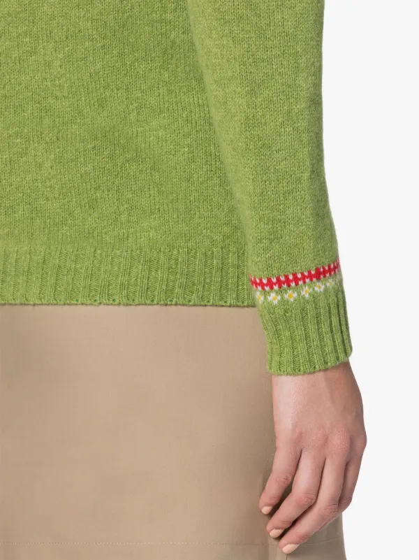 KELSI Green Wool Fair Isle Crewnek Sweater