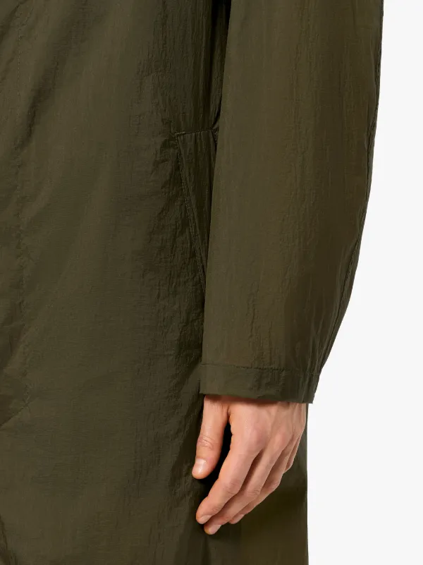 Khaki Micro Ripstop Nylon Oversized Hooded Coat | GM-139