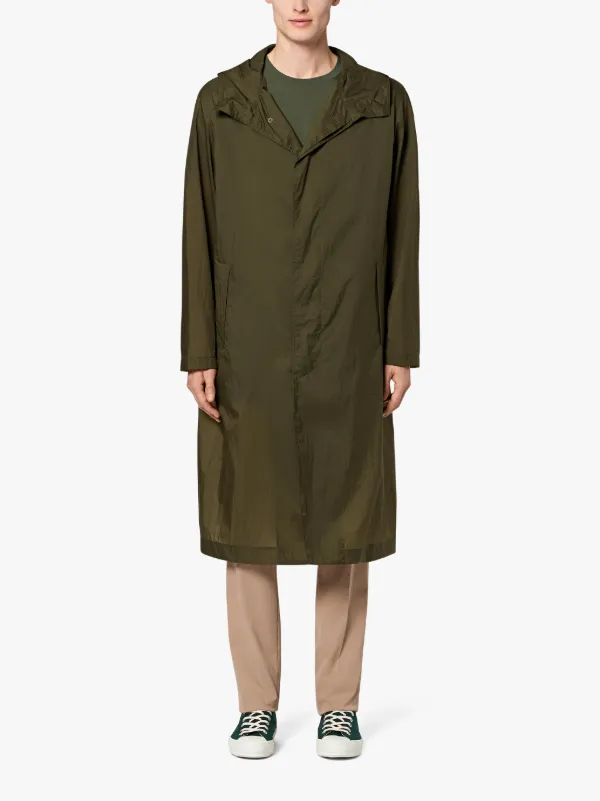 Khaki Micro Ripstop Nylon Oversized Hooded Coat | GM-139