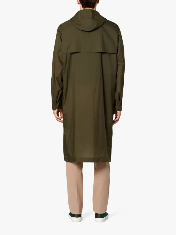 Khaki Micro Ripstop Nylon Oversized Hooded Coat | GM-139