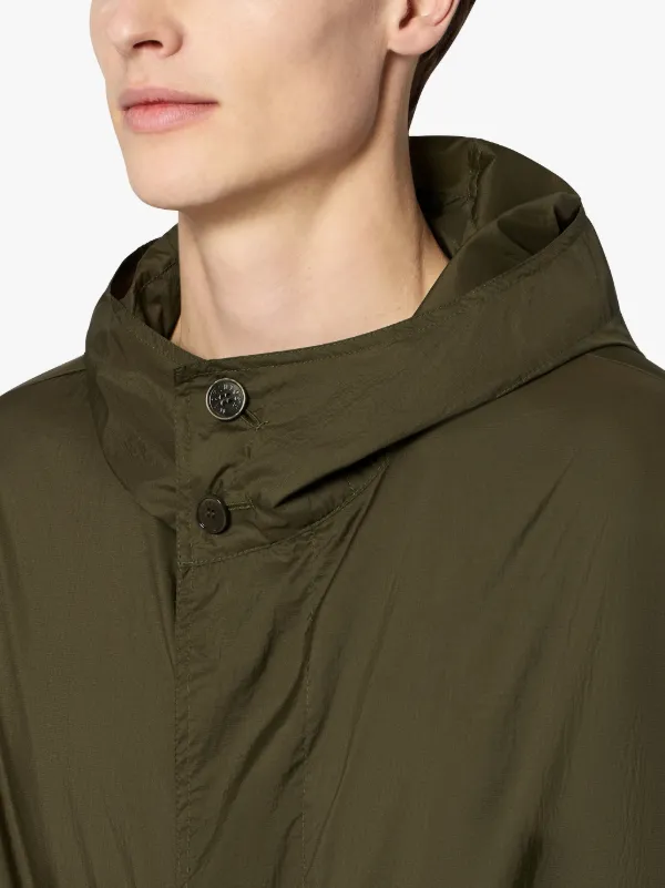 Khaki Micro Ripstop Nylon Oversized Hooded Coat | GM-139