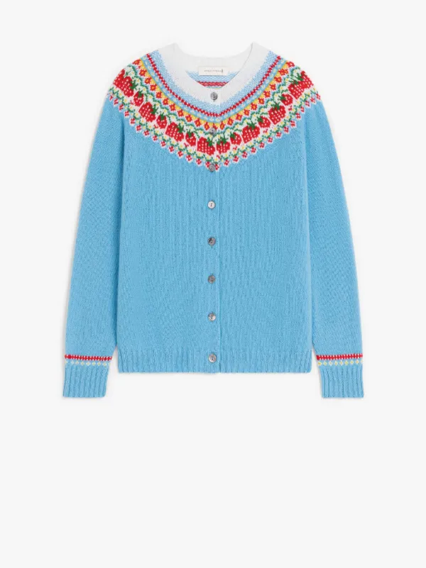 KILLIAN Blue Wool Fair Isle Cardigan