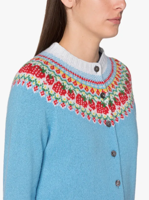 KILLIAN Blue Wool Fair Isle Cardigan