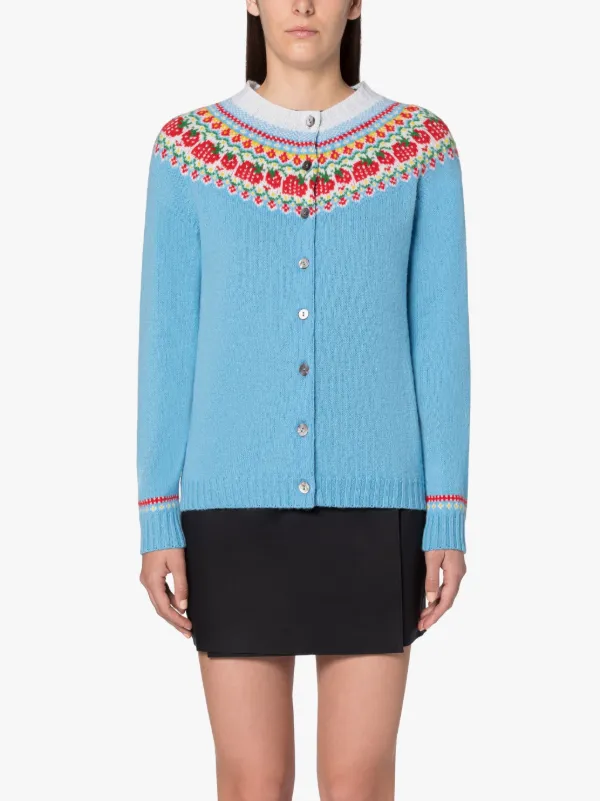 KILLIAN Blue Wool Fair Isle Cardigan Mackintosh