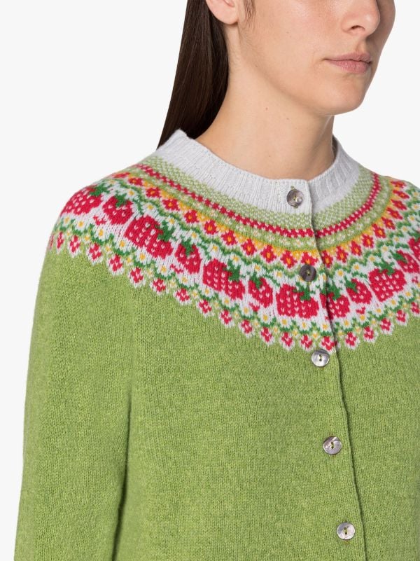 KILLIAN Green Wool Fair Isle Cardigan