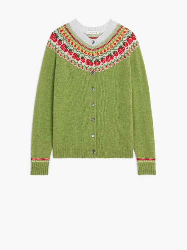 KILLIAN Green Wool Fair Isle Cardigan