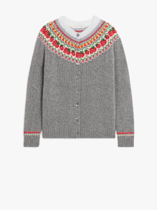 KILLIAN Grey Wool Fair Isle Cardigan