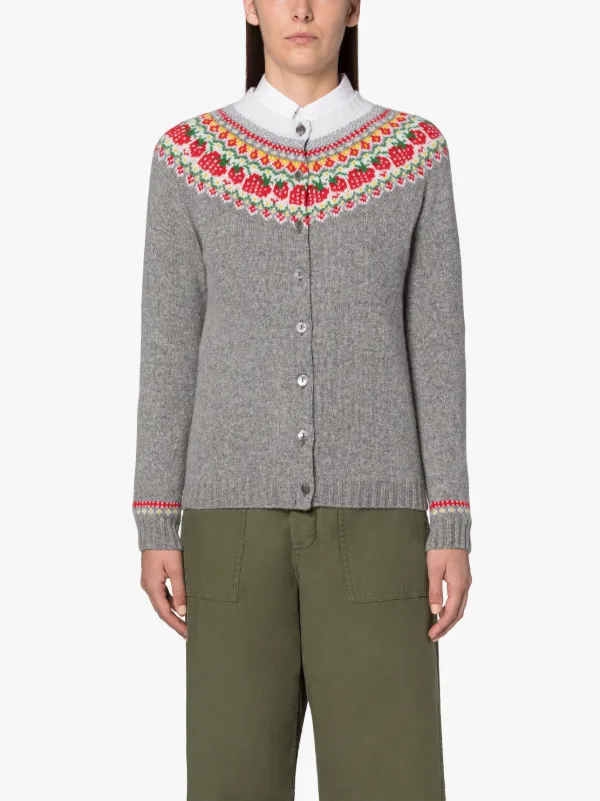 KILLIAN Grey Wool Fair Isle Cardigan