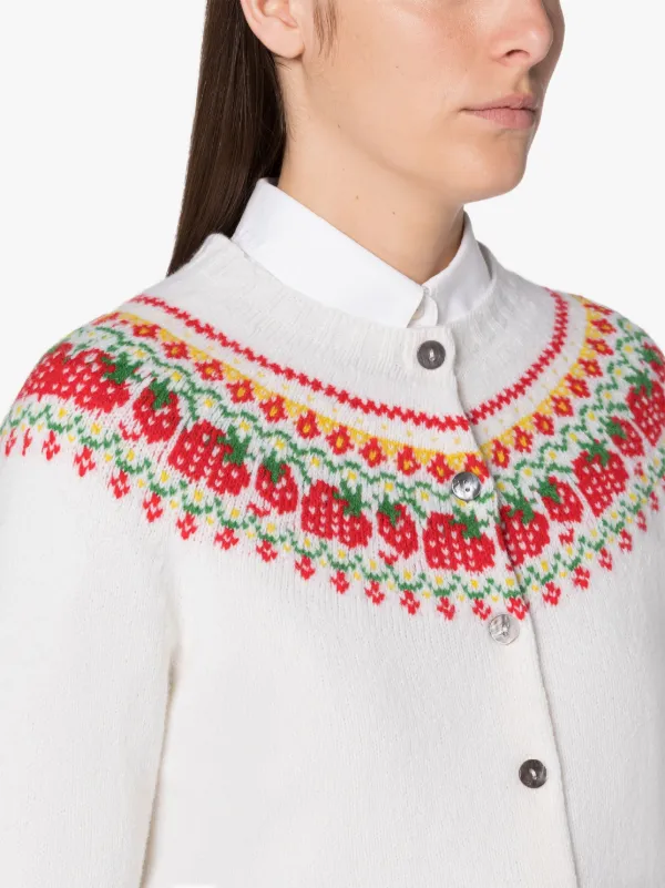 KILLIAN Ice White Wool Fair Isle Cardigan