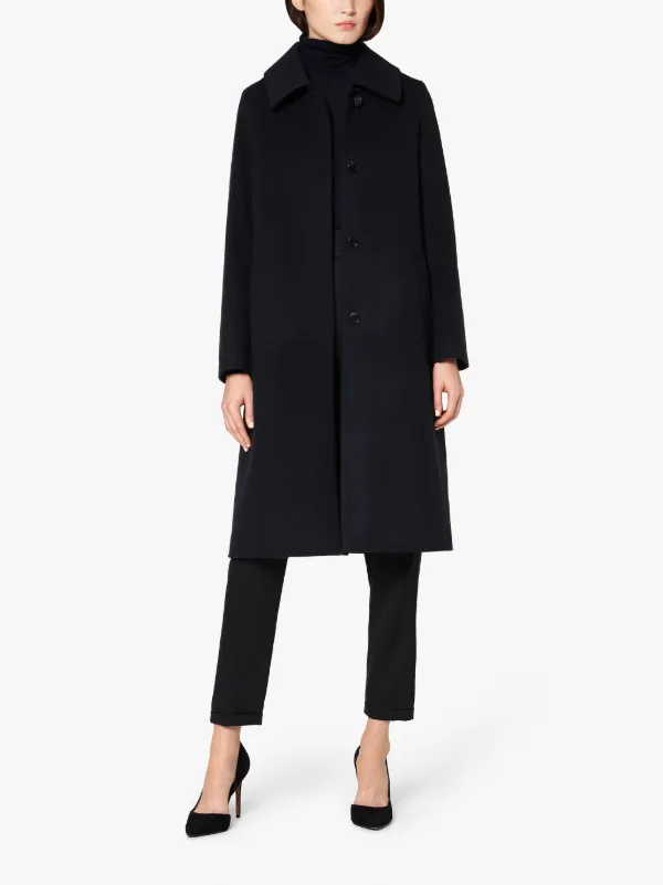 KILLIN Navy Wool & Cashmere Single-Breasted Coat | LM-1017F