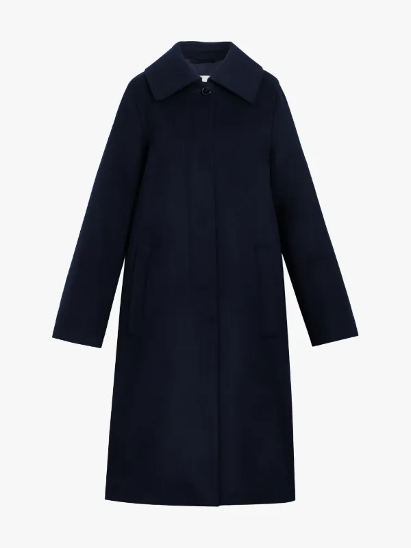 KILLIN Navy Wool & Cashmere Single-Breasted Coat | LM-1017F