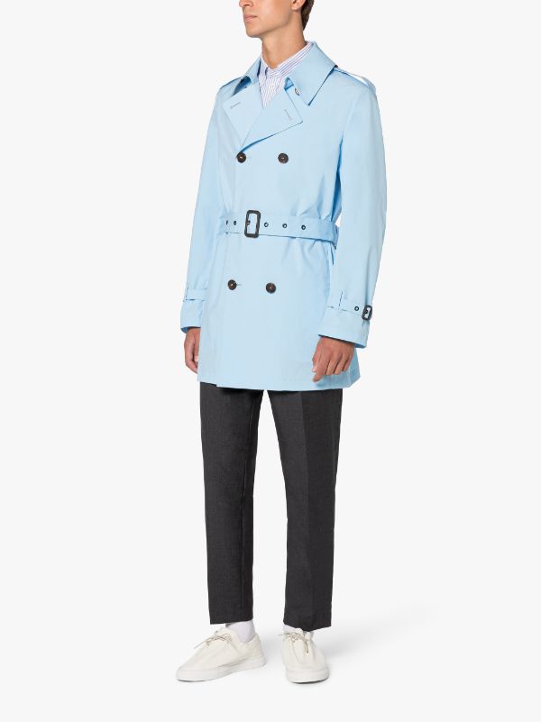 Bright blue trench coat best sale