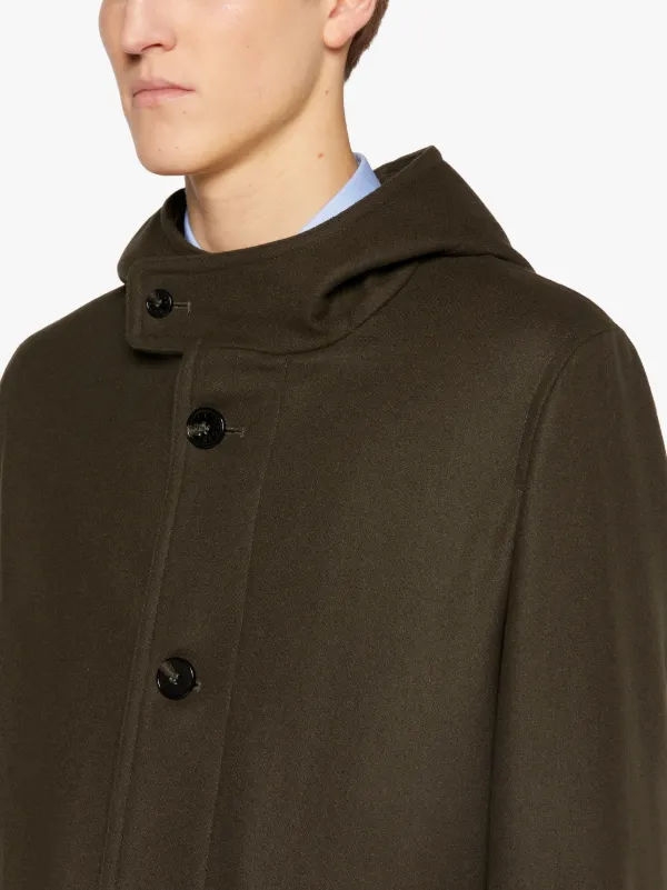 KIRKTON Dark Olive Wool Hooded Coat | GM-1103F