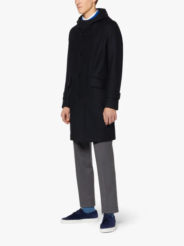 KIRKTON Navy Wool Hooded Coat | GM-1103F