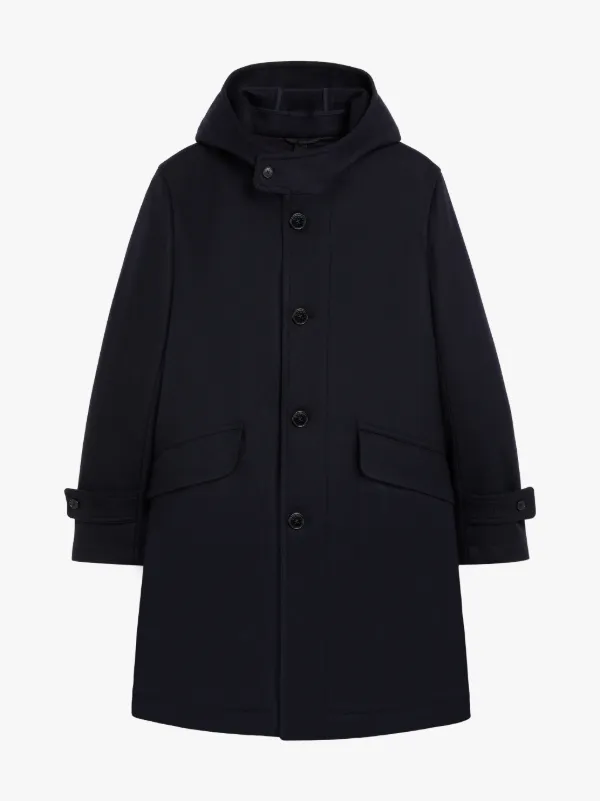 KIRKTON Navy Wool Hooded Coat | GM-1103F