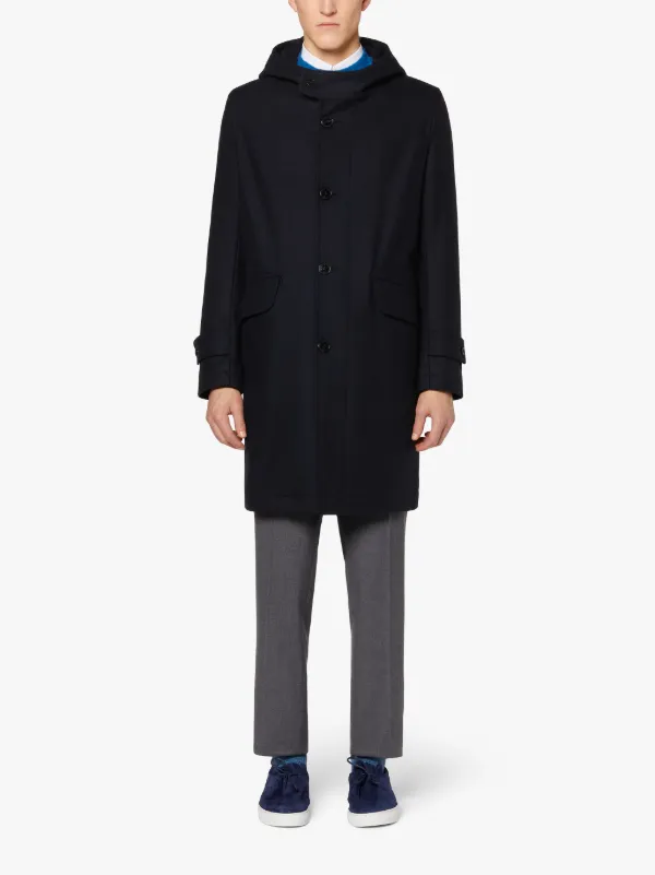 KIRKTON Navy Wool Hooded Coat | GM-1103F