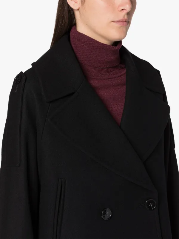 KIRSTEE Black Wool Cropped Pea Coat