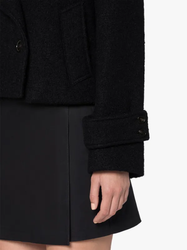 KIRSTEE Navy Wool Cropped Pea Coat