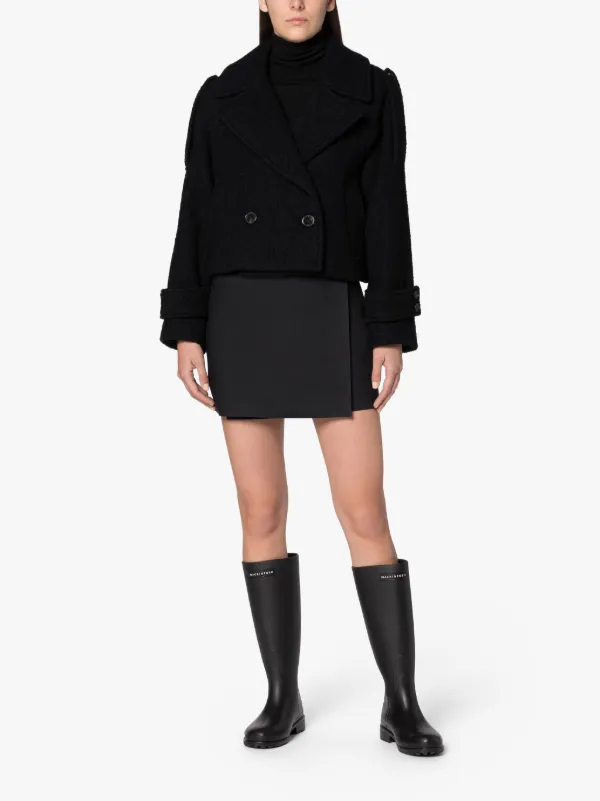 KIRSTEE Navy Wool Cropped Pea Coat