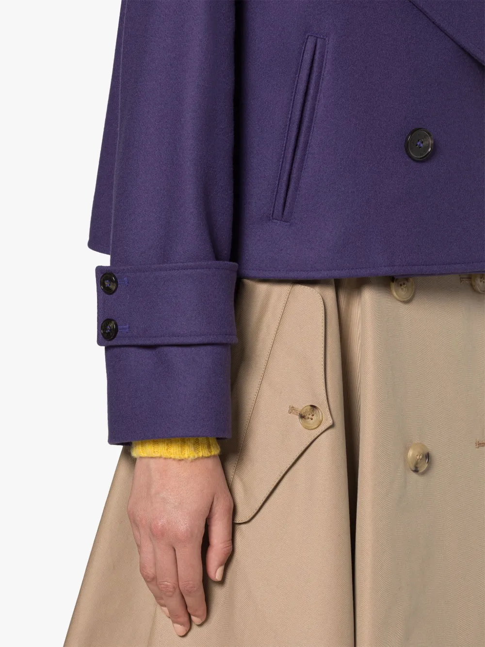 KIRSTEE Purple Wool Cropped Pea Coat | Mackintosh
