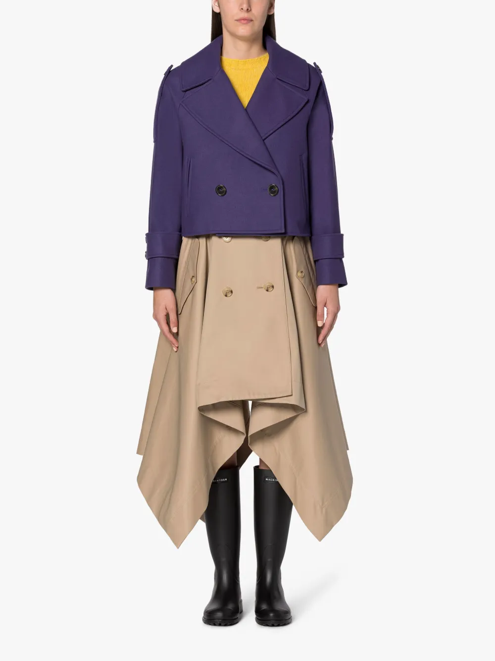 KIRSTEE Purple Wool Cropped Pea Coat | Mackintosh