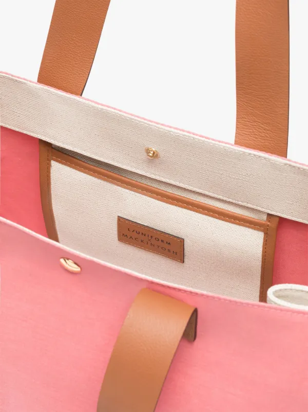 L/UNIFORM Natural & Pink Bonded Cotton Foldable Bag