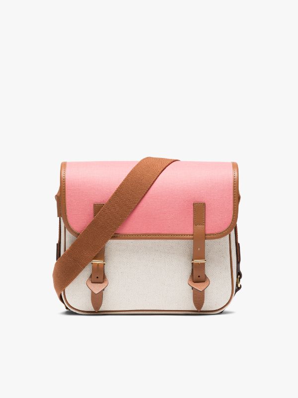 L/UNIFORM Natural & Pink Bonded Cotton Small Satchel