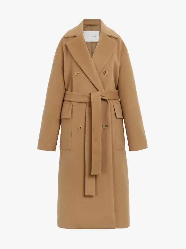 LAURENCEKIRK Beige Wool & Cashmere Double Breasted Coat | LM-1009F