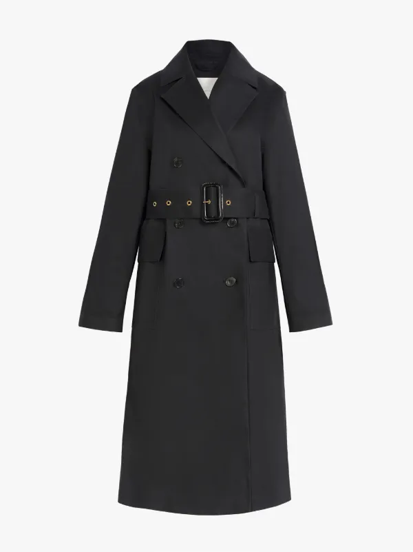 LAURENCEKIRK Black Bonded Cotton Trench Coat | LR-1012