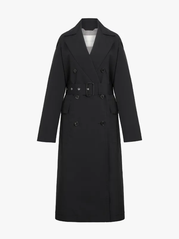 LAURENCEKIRK Black High Density Polyester Trench Coat | LM-1009B