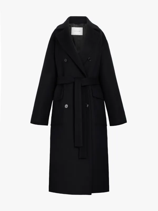 LAURENCEKIRK Black Wool & Cashmere Double Breasted Coat | LM-1009F