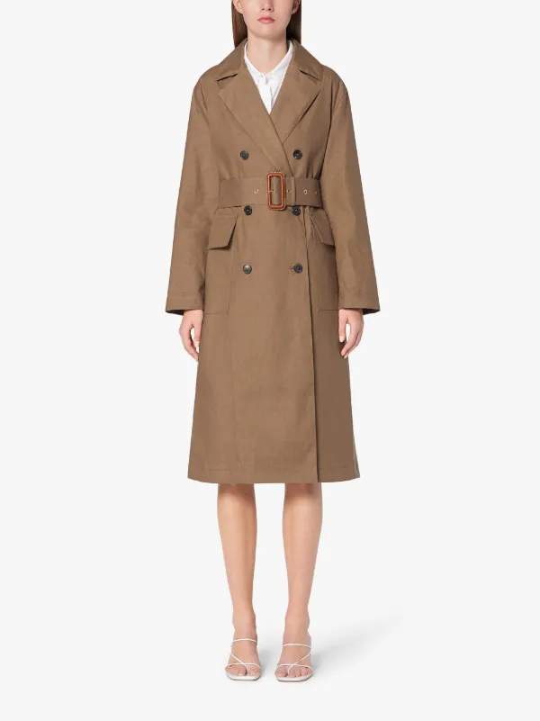 LAURENCEKIRK Brown RAINTEC Linen Trench Coat | LM-1009B