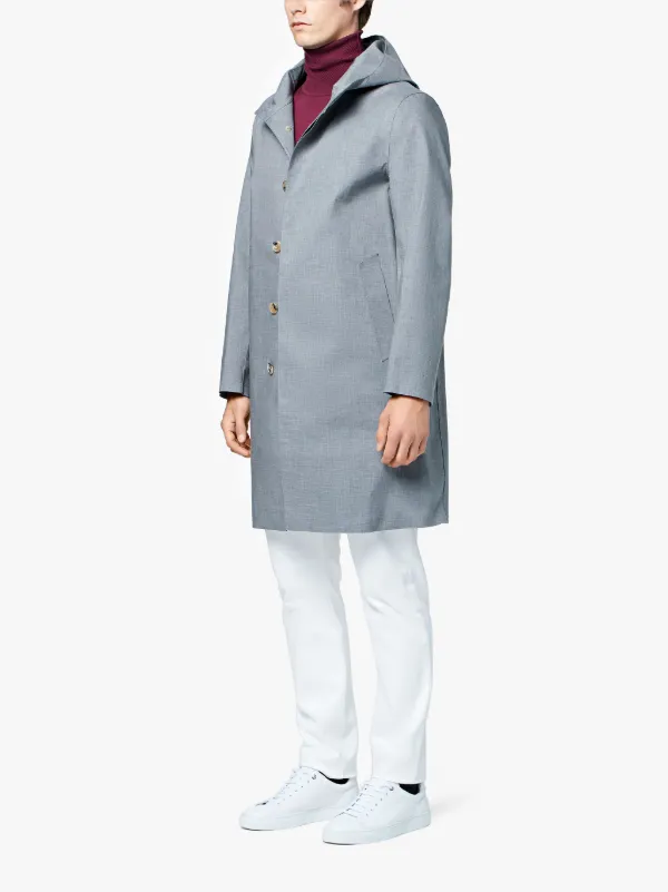 Light Top Grey Bonded Cotton Hooded Coat | GR-007