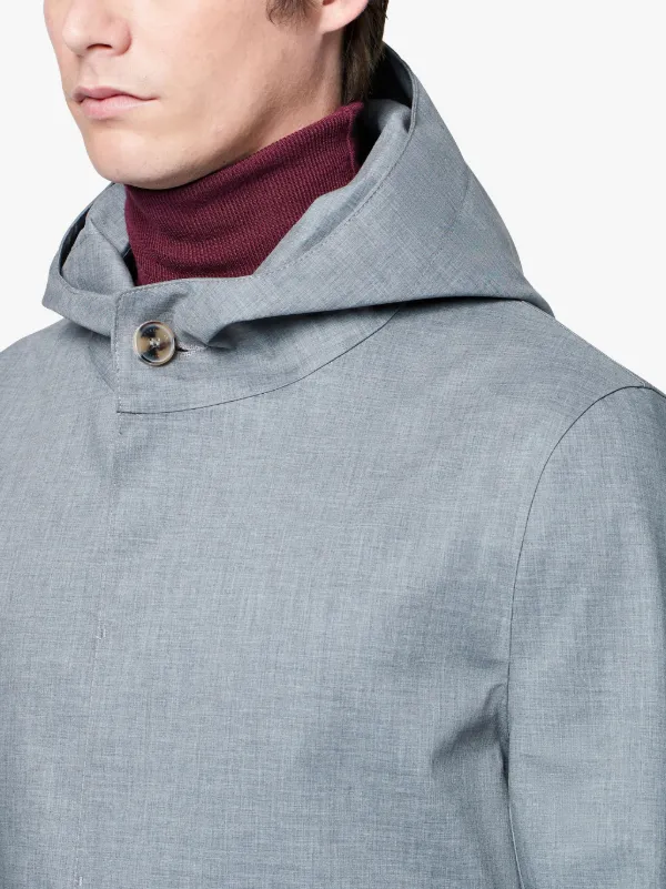 Light Top Grey Bonded Cotton Hooded Coat | GR-007