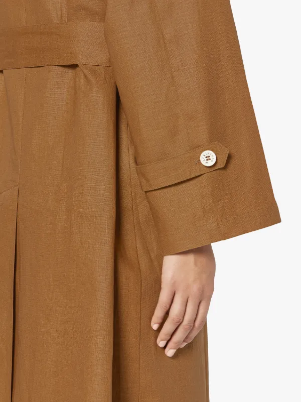 LONGMORN Dark Tan RAINTEC Linen Trench Coat | LM-1074