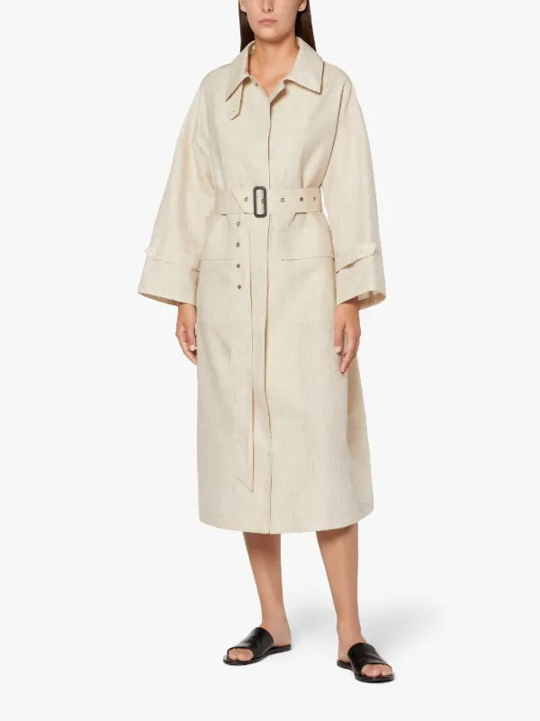 LONGMORN Natural RAINTEC Linen Trench Coat | LM-1074