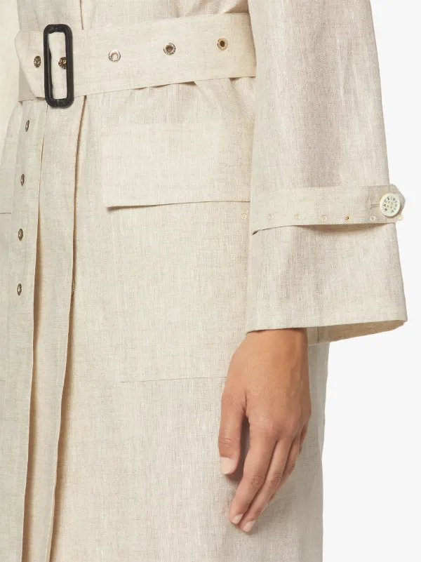 LONGMORN Natural RAINTEC Linen Trench Coat | LM-1074