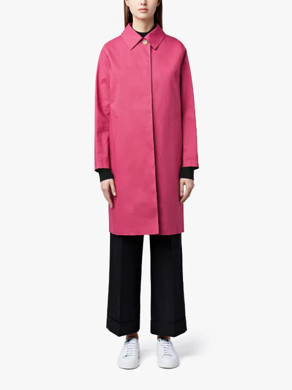 Magenta Bonded Cotton Mackintosh Coat