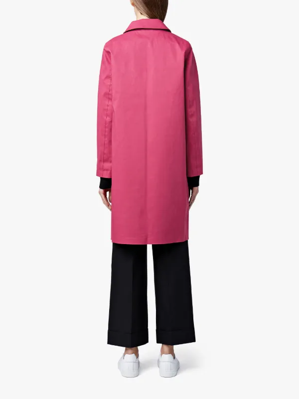 Magenta Bonded Cotton Mackintosh Coat