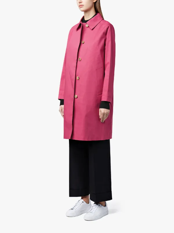 Magenta Bonded Cotton Mackintosh Coat