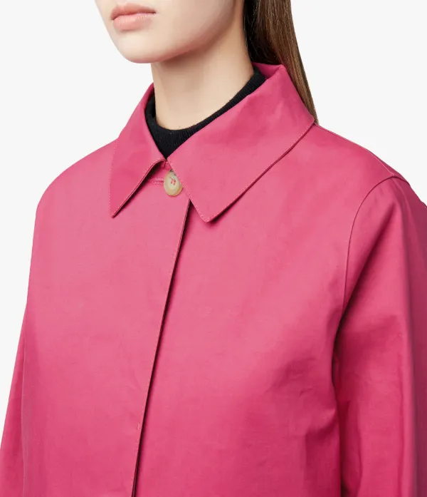 Magenta Bonded Cotton Mackintosh Coat