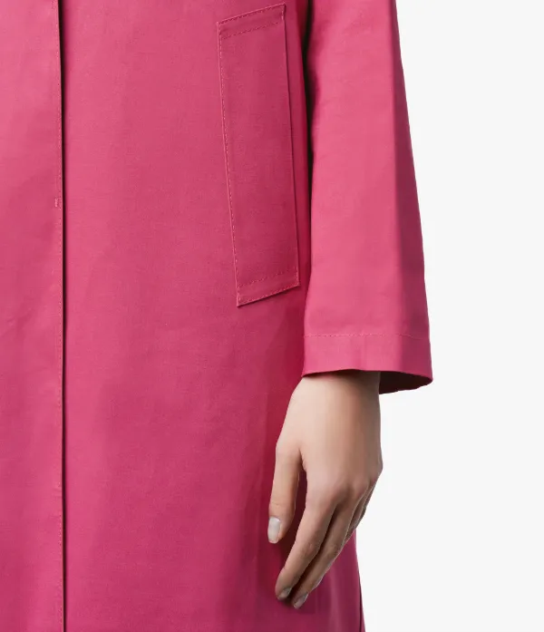 Magenta Bonded Cotton Mackintosh Coat