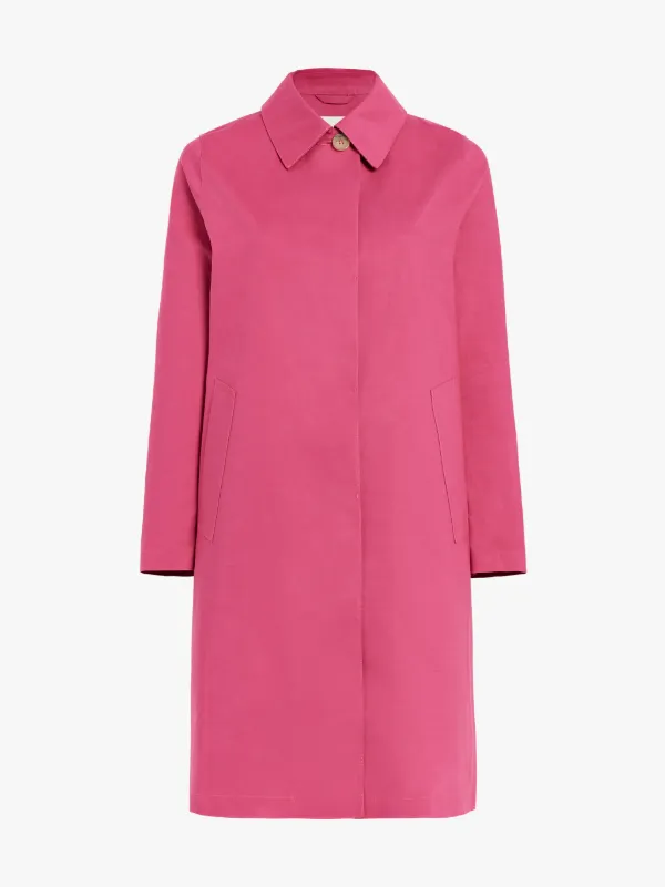 Magenta Bonded Cotton Mackintosh Coat