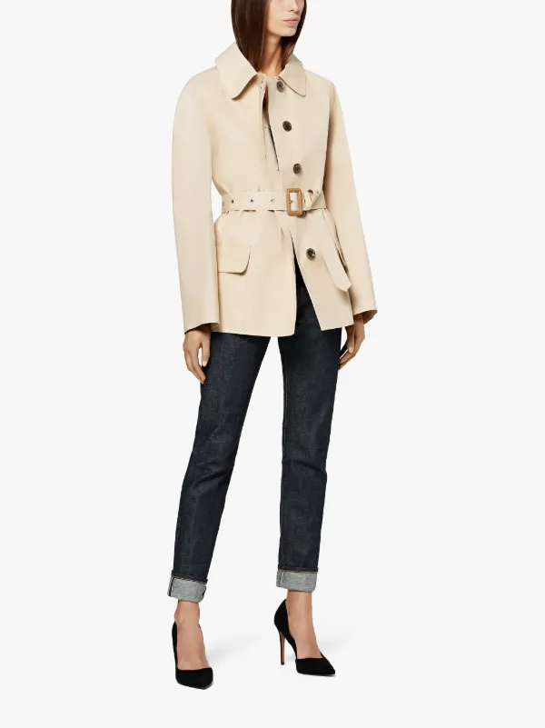 MAISON MARGIELA Beige Bonded Cotton Short Trench Coat